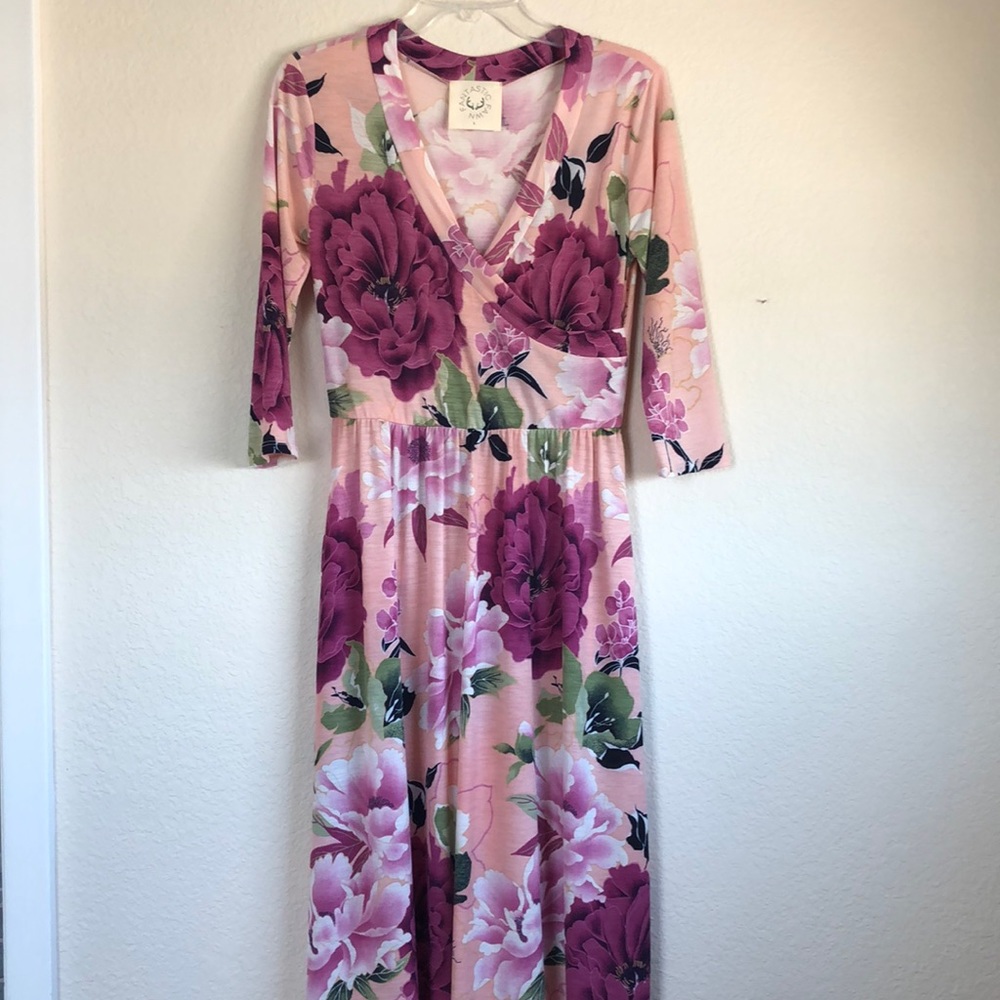 Fantastic Fawn - Pink Floral Dress - Small